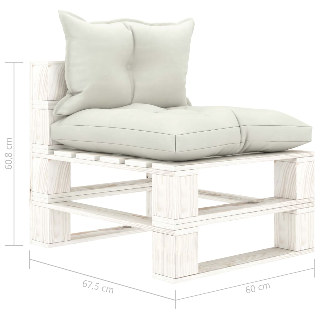 vidaXL 7-tlg. Paletten-Lounge-Set mit Kissen in Beige Holz