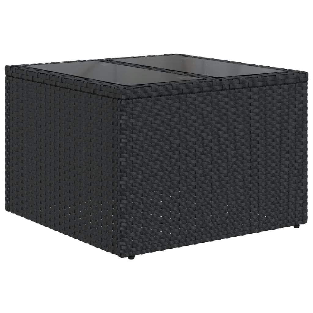 vidaXL 14-tlg. Garten-Sofagarnitur mit Kissen Schwarz Poly Rattan