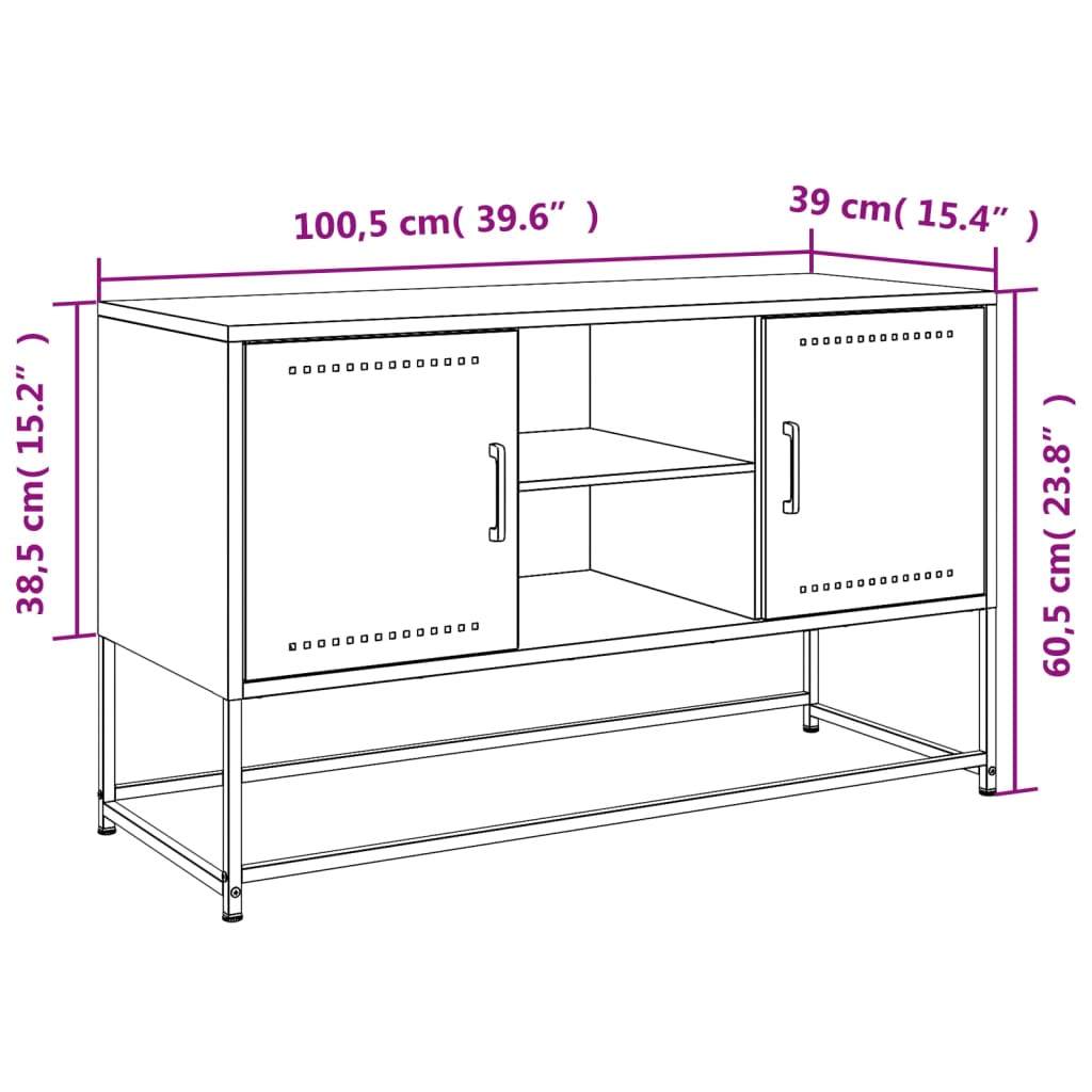 vidaXL TV-Schrank Rosa 100,5x39x60,5 cm Stahl