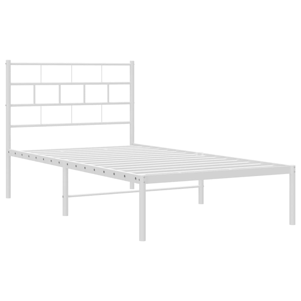 vidaXL Bettgestell mit Kopfteil Metall Weiß 100x190 cm