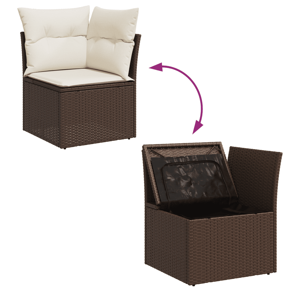 vidaXL 6-tlg. Garten-Sofagarnitur mit Kissen Braun Poly Rattan