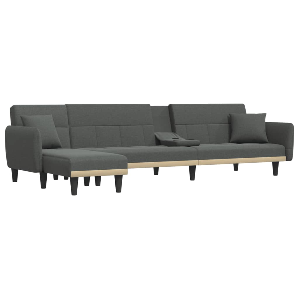 vidaXL Schlafsofa in L-Form Dunkelgrau 275x140x70 cm Stoff