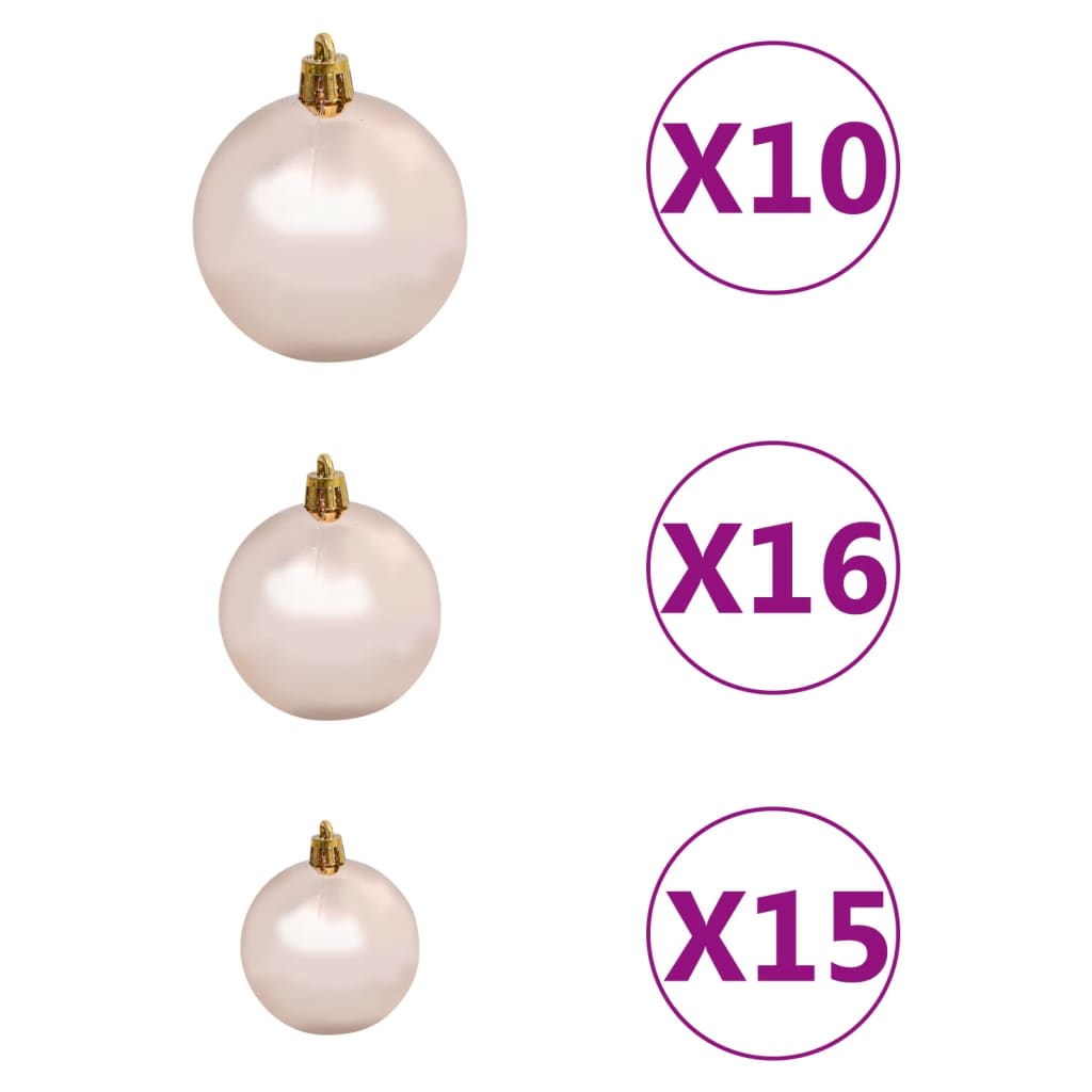 vidaXL Künstlicher Weihnachtsbaum Beleuchtung & Kugeln Gold 210 cm