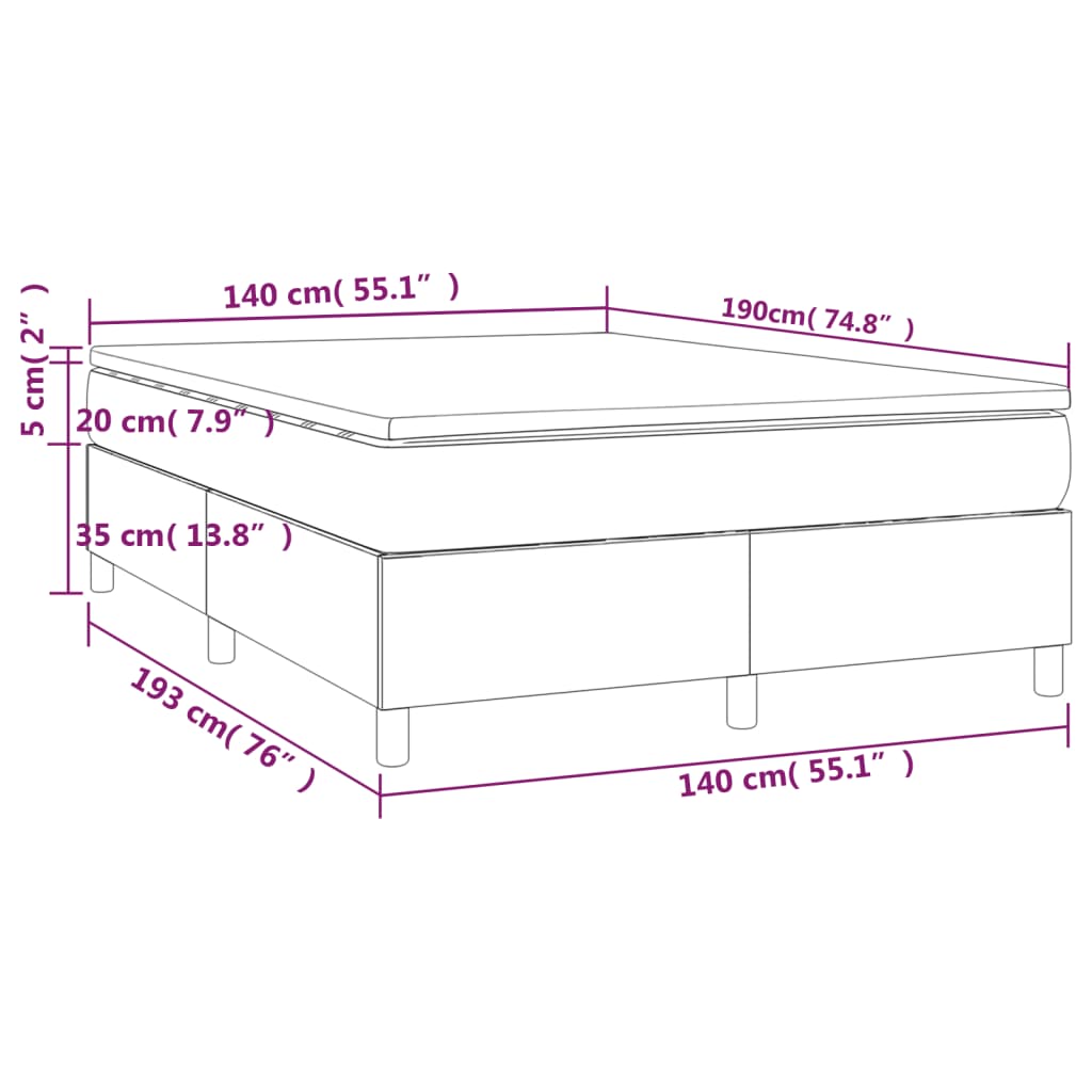 vidaXL Boxspringbett mit Matratze Creme 140x190 cm Stoff