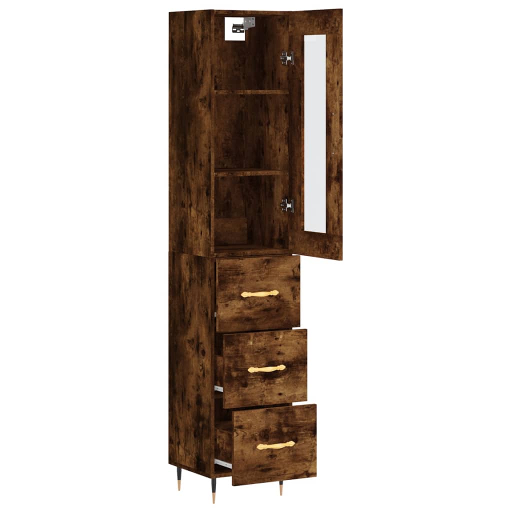 vidaXL Highboard Räuchereiche 34,5x34x180 cm Holzwerkstoff