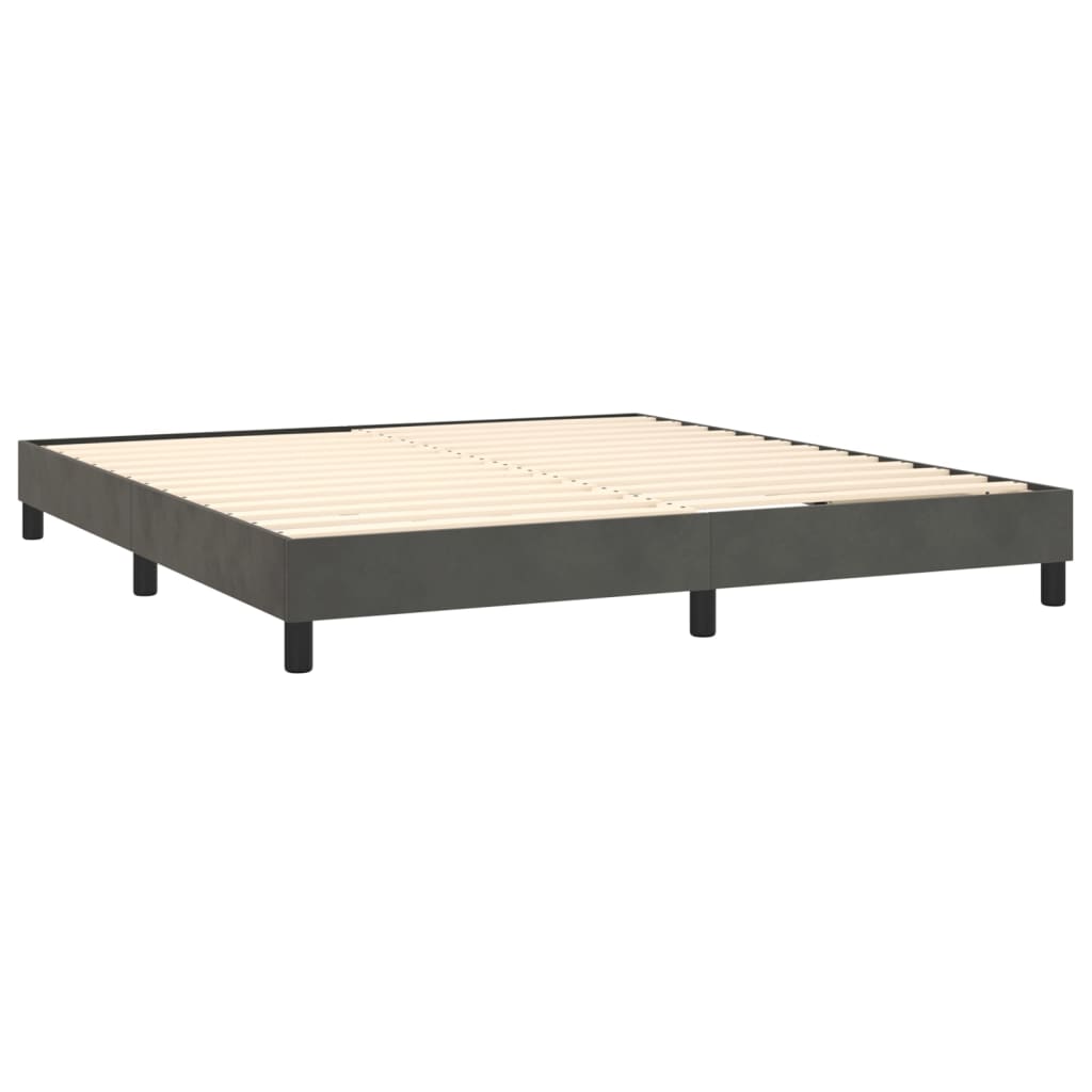 vidaXL Boxspringbett mit Matratze Dunkelgrau 160x200 cm Samt