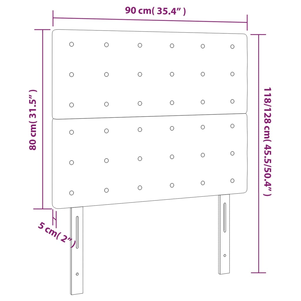 vidaXL LED Kopfteil Hellgrau 90x5x118/128 cm Stoff