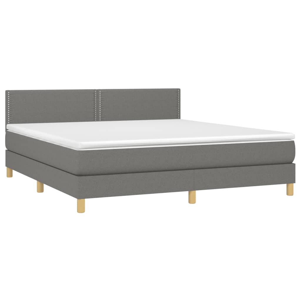 vidaXL Boxspringbett mit Matratze & LED Dunkelgrau 160x200 cm Stoff