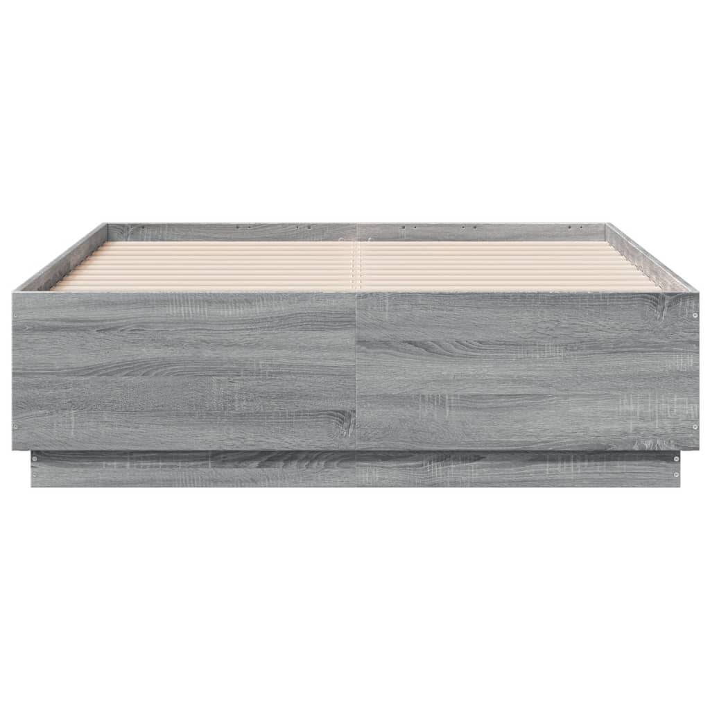 vidaXL Bettgestell Grau Sonoma 140x190 cm Holzwerkstoff