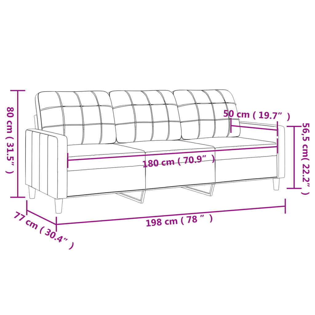 vidaXL 3-Sitzer-Sofa Taupe 180 cm Stoff