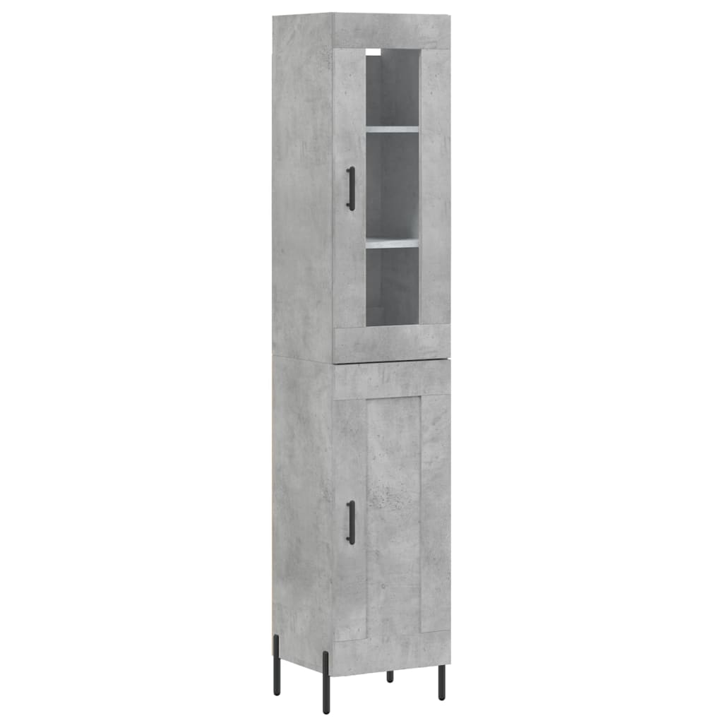 vidaXL Highboard Betongrau 34,5x34x180 cm Holzwerkstoff