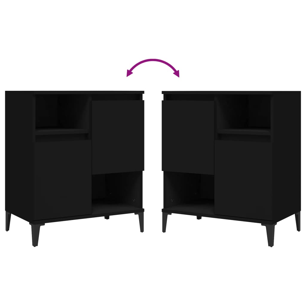 vidaXL Sideboards 3 Stk. Schwarz 60x35x70 cm Holzwerkstoff