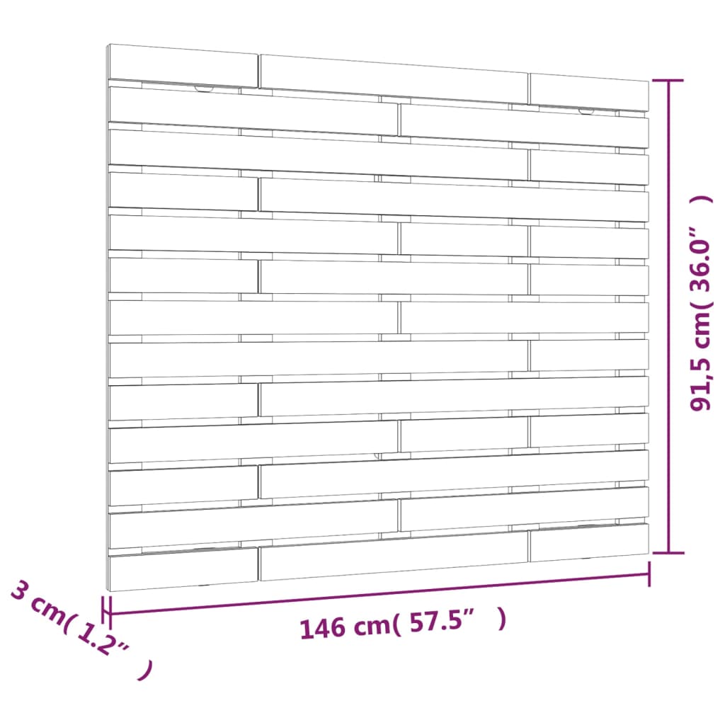 vidaXL Wand-Kopfteil Honigbraun 146x3x91,5 cm Massivholz Kiefer