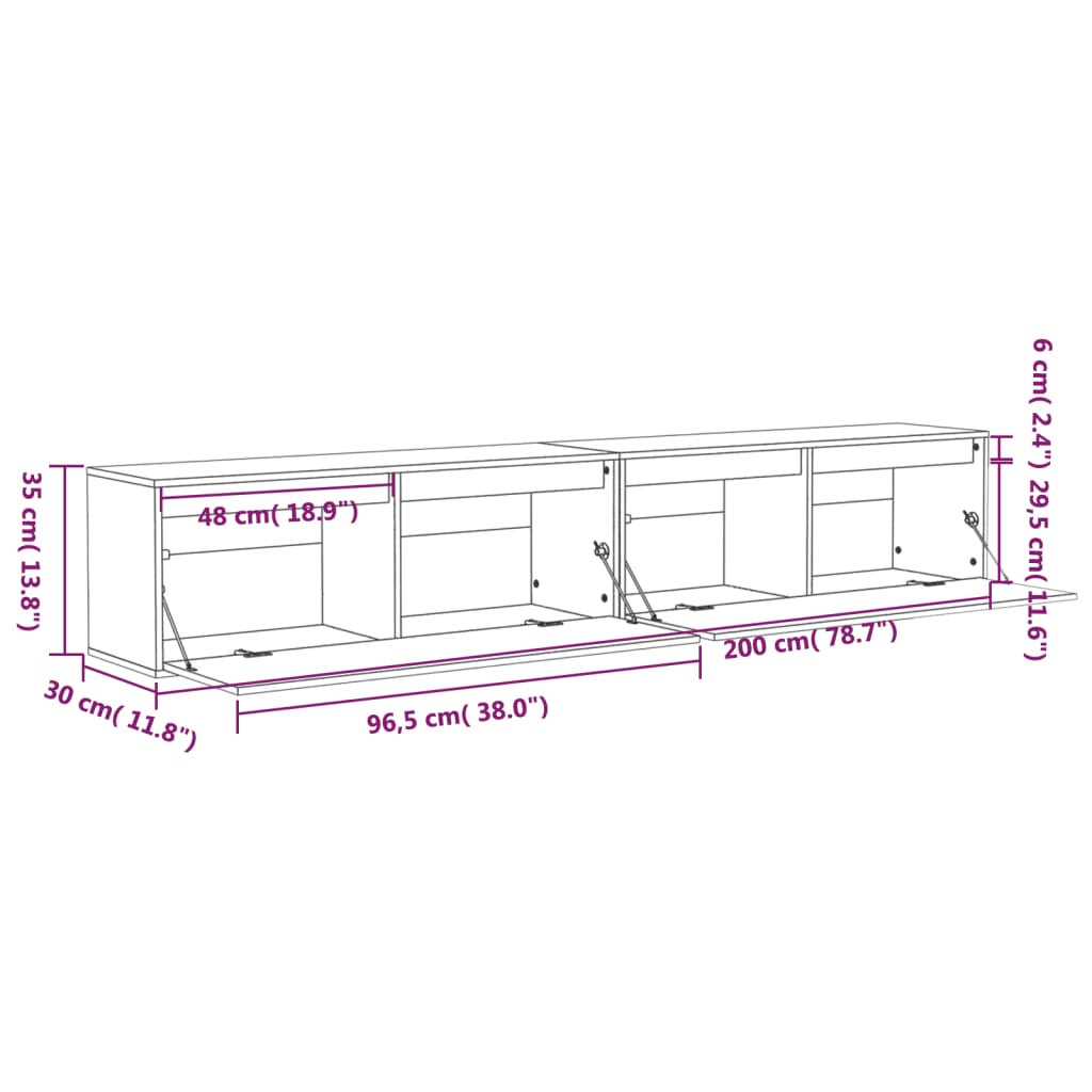 vidaXL Wandschränke 2 Stk. 100x30x35 cm Massivholz Kiefer