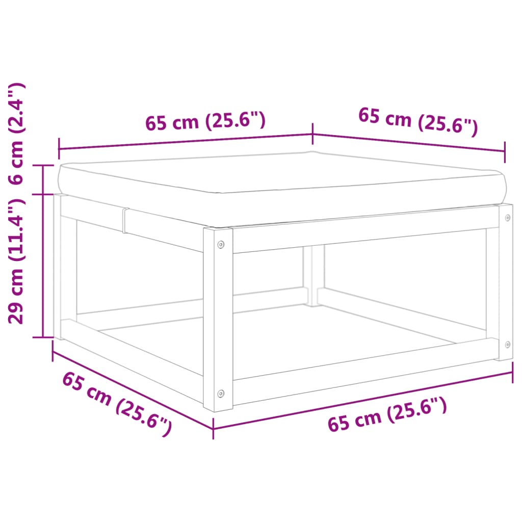 vidaXL Gartenhocker mit Kissen 65x65x29 cm Massivholz Akazie