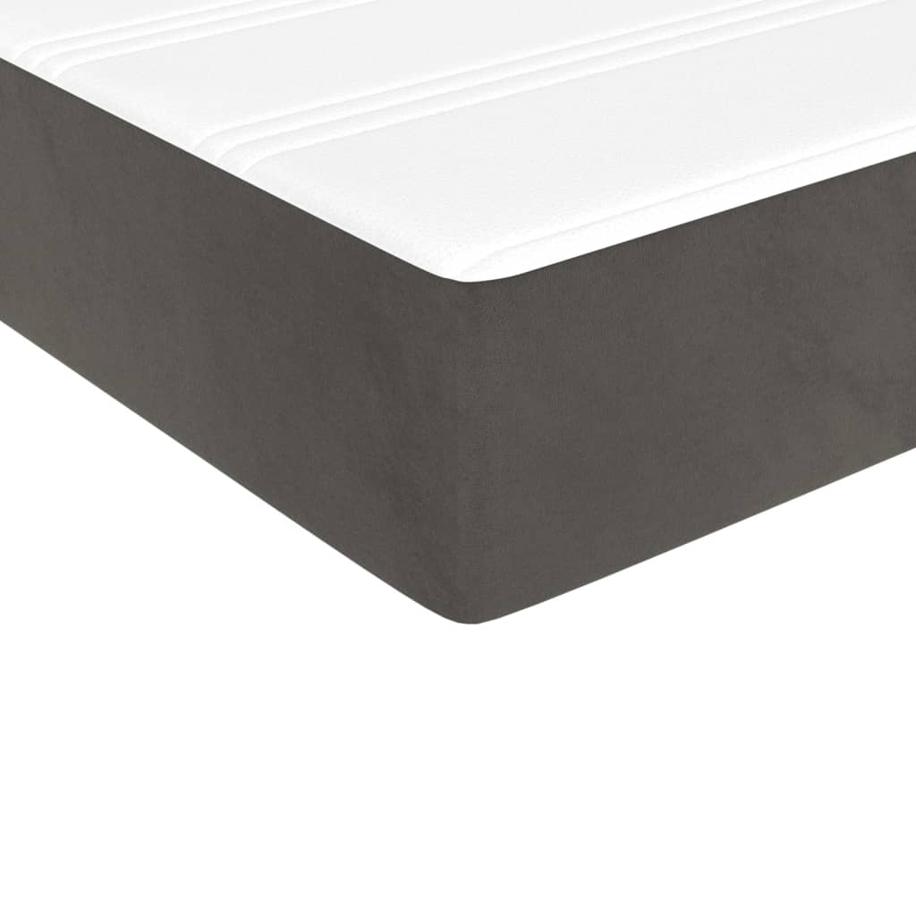 vidaXL Boxspringbett mit Matratze Dunkelgrau 140x200 cm Samt