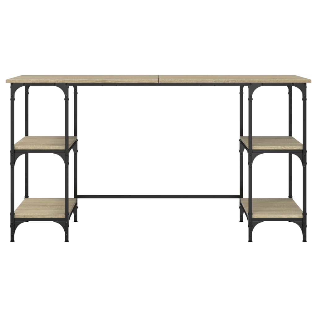 vidaXL Schreibtisch Sonoma-Eiche 140x50x75 cm Metall Holzwerkstoff