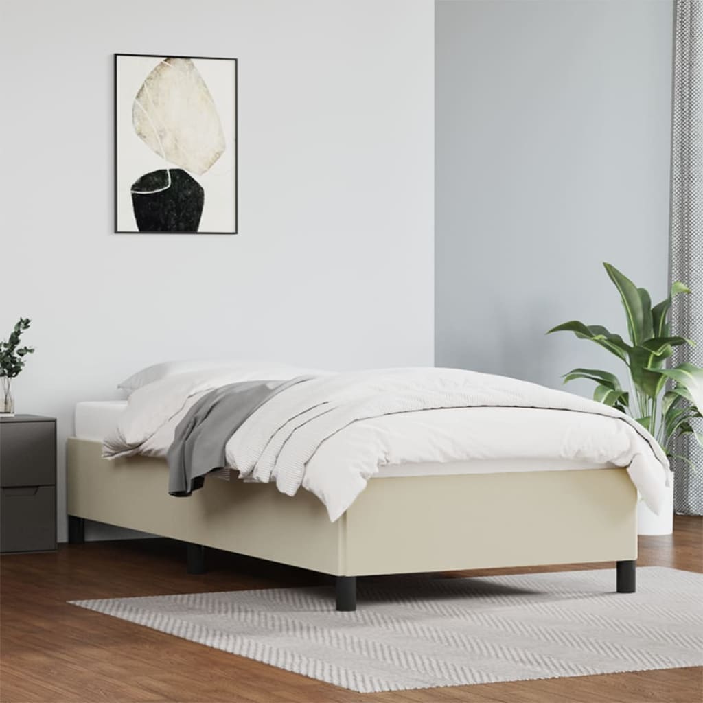 vidaXL Bettgestell Creme 90x190 cm Kunstleder