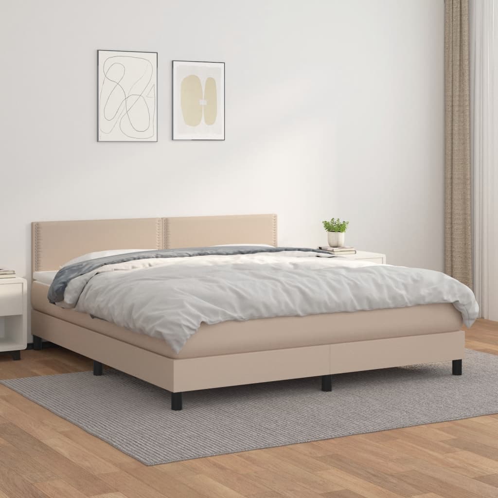 vidaXL Boxspringbett Matratze Cappuccino-Braun 160x200 cm Kunstleder