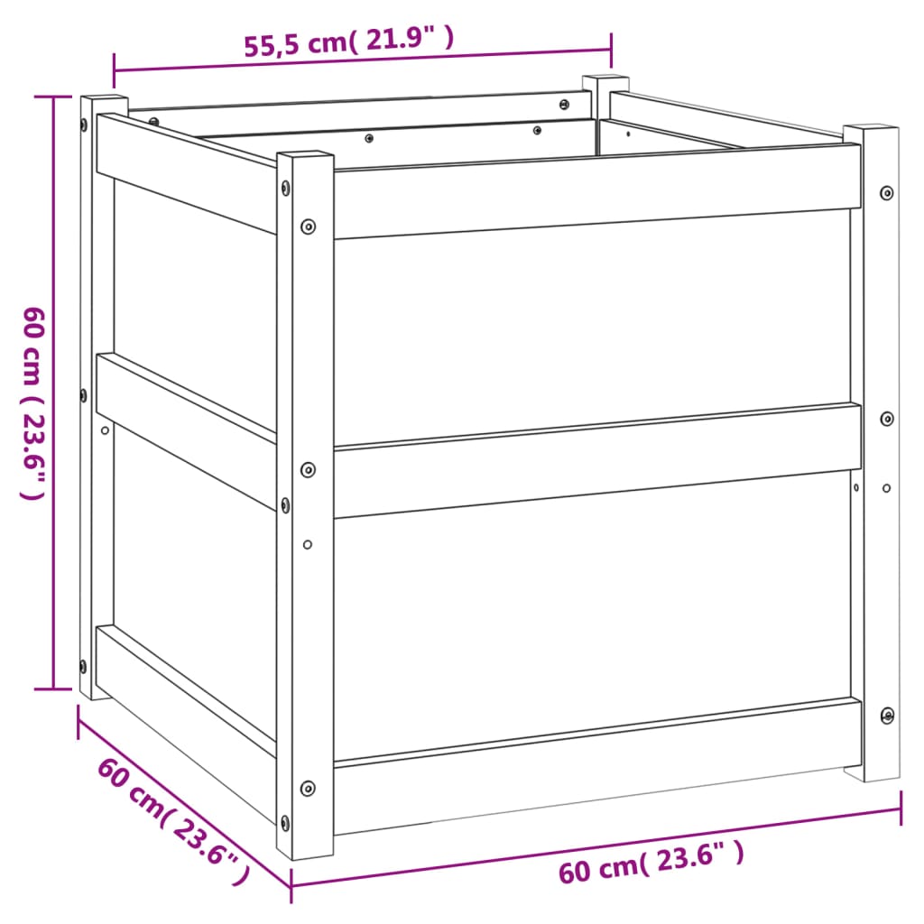 vidaXL Pflanzkübel Wachsbraun 60x60x60 cm Massivholz Kiefer