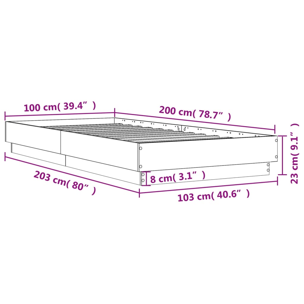 vidaXL Bettgestell Schwarz 100x200 cm Holzwerkstoff