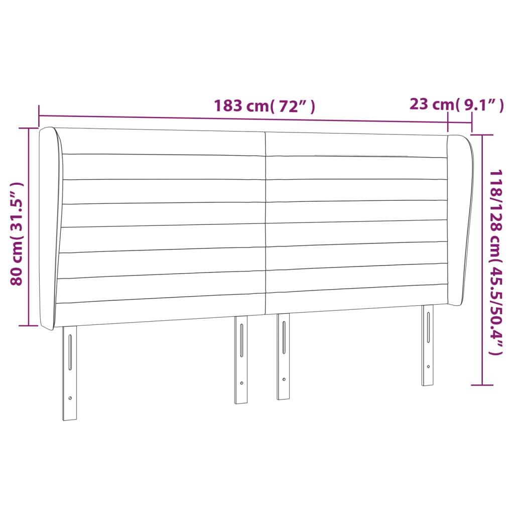 vidaXL Kopfteil mit Ohren Rosa 183x23x118/128 cm Samt