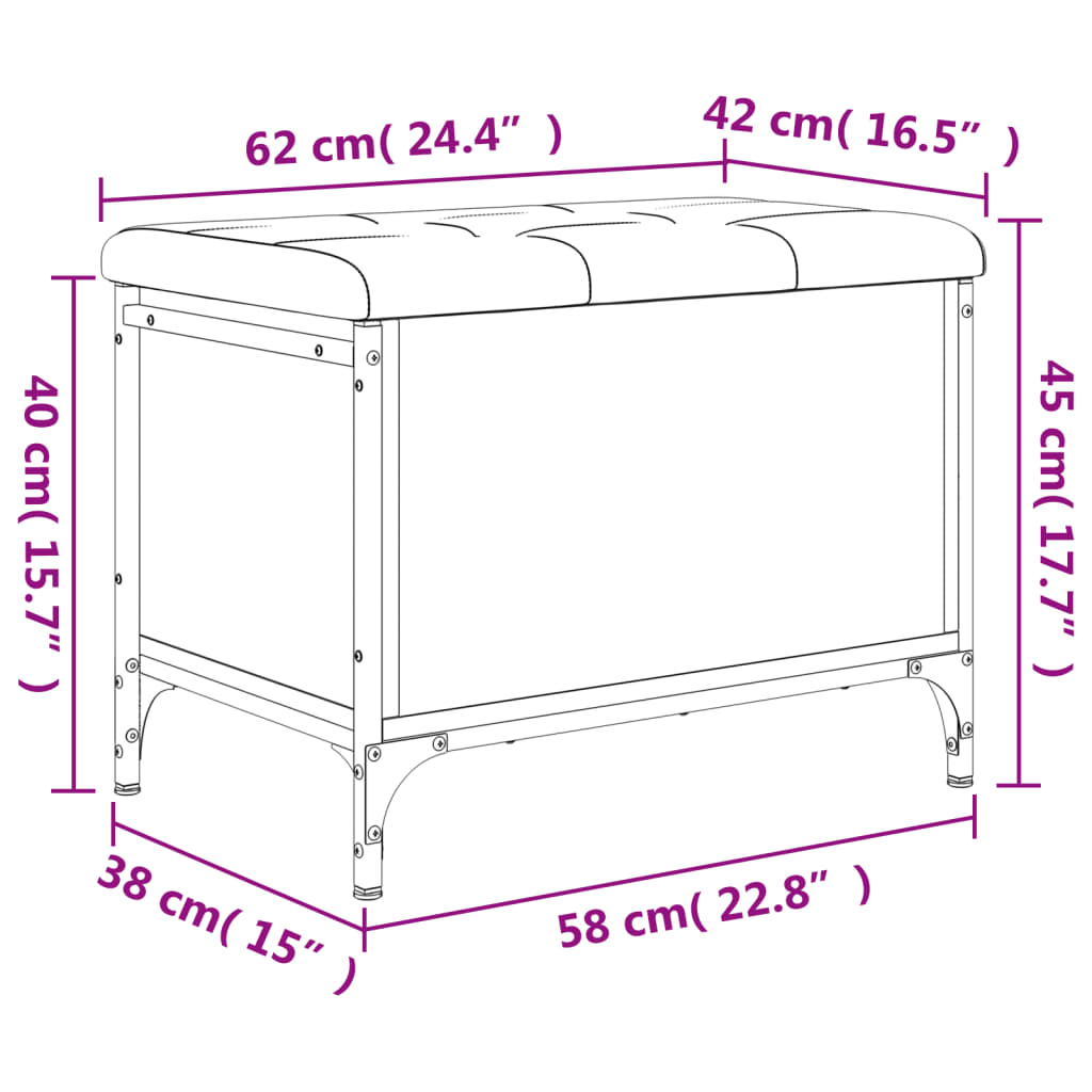 vidaXL Sitzbank mit Stauraum Grau Sonoma 62x42x45 cm Holzwerkstoff