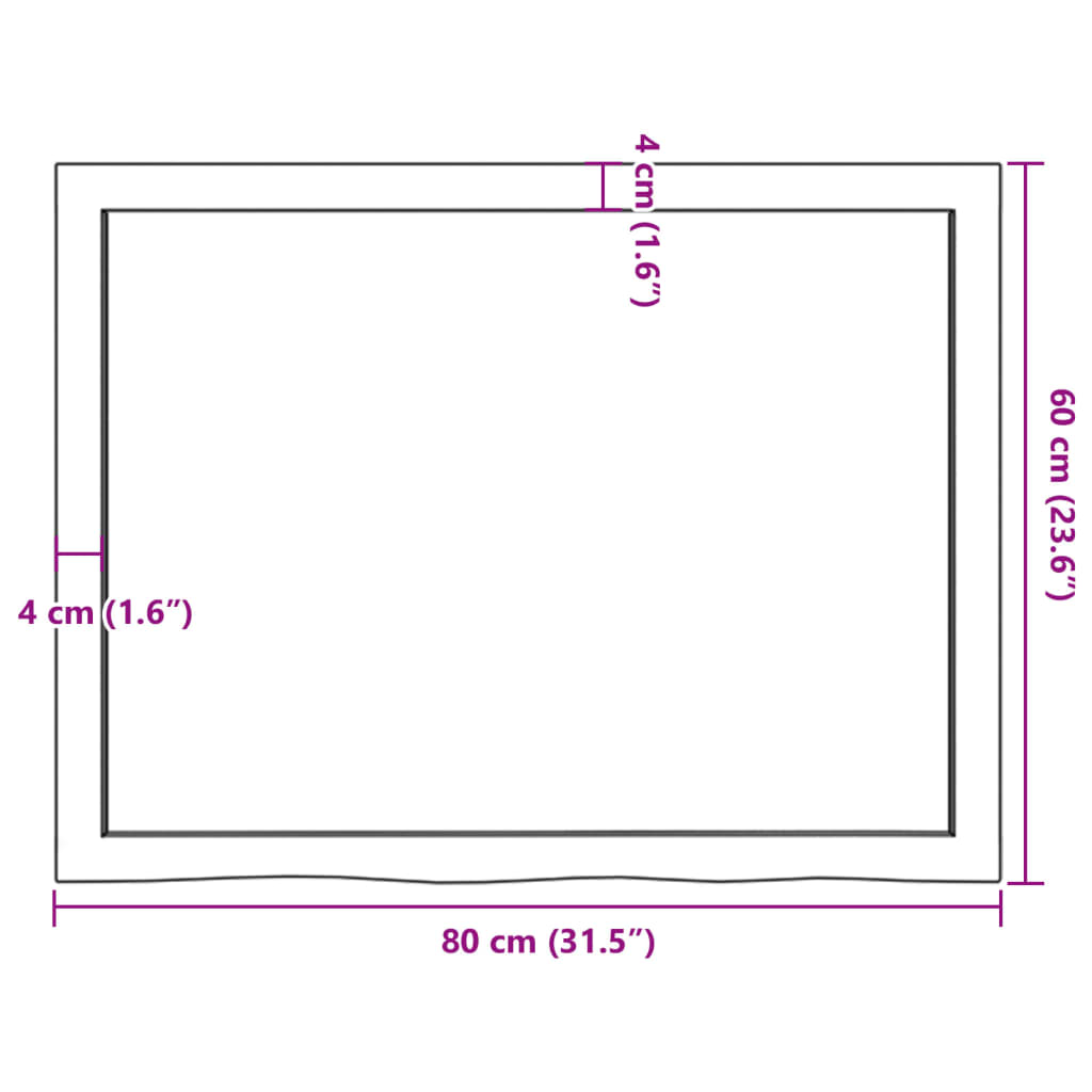 vidaXL Tischplatte Dunkelbraun 80x60x(2-4)cm Massivholz Eiche