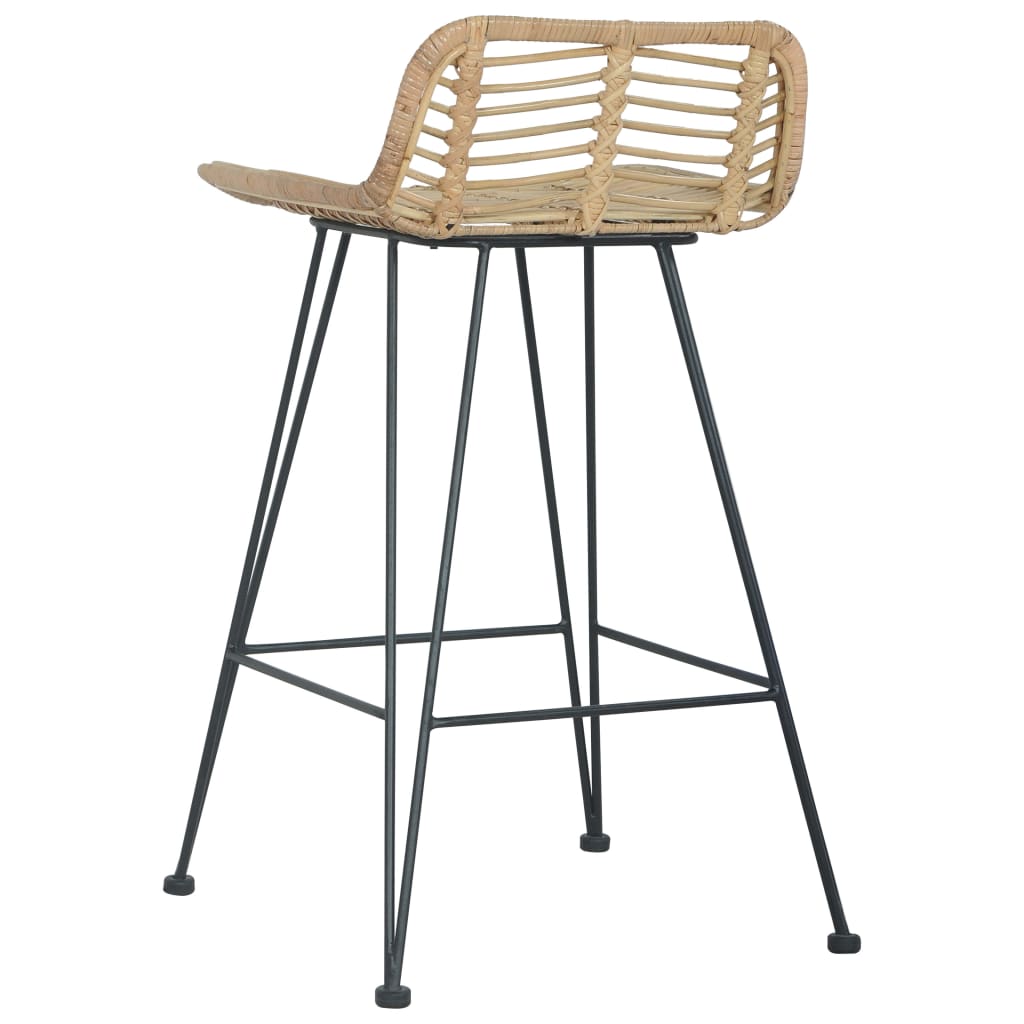 vidaXL Barhocker 2 Stk. Rattan Natur