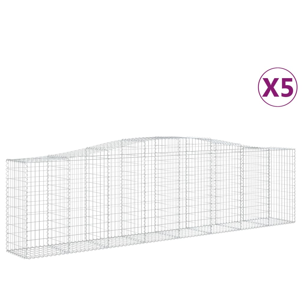 vidaXL Gabionen mit Hochbogen 5 Stk. 400x50x100/120cm Verzinktes Eisen