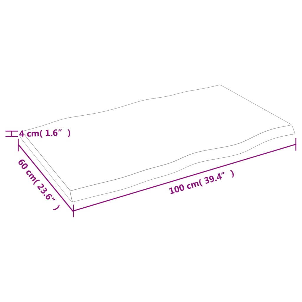 vidaXL Tischplatte 100x60x(2-4) cm Massivholz Unbehandelt Baumkante