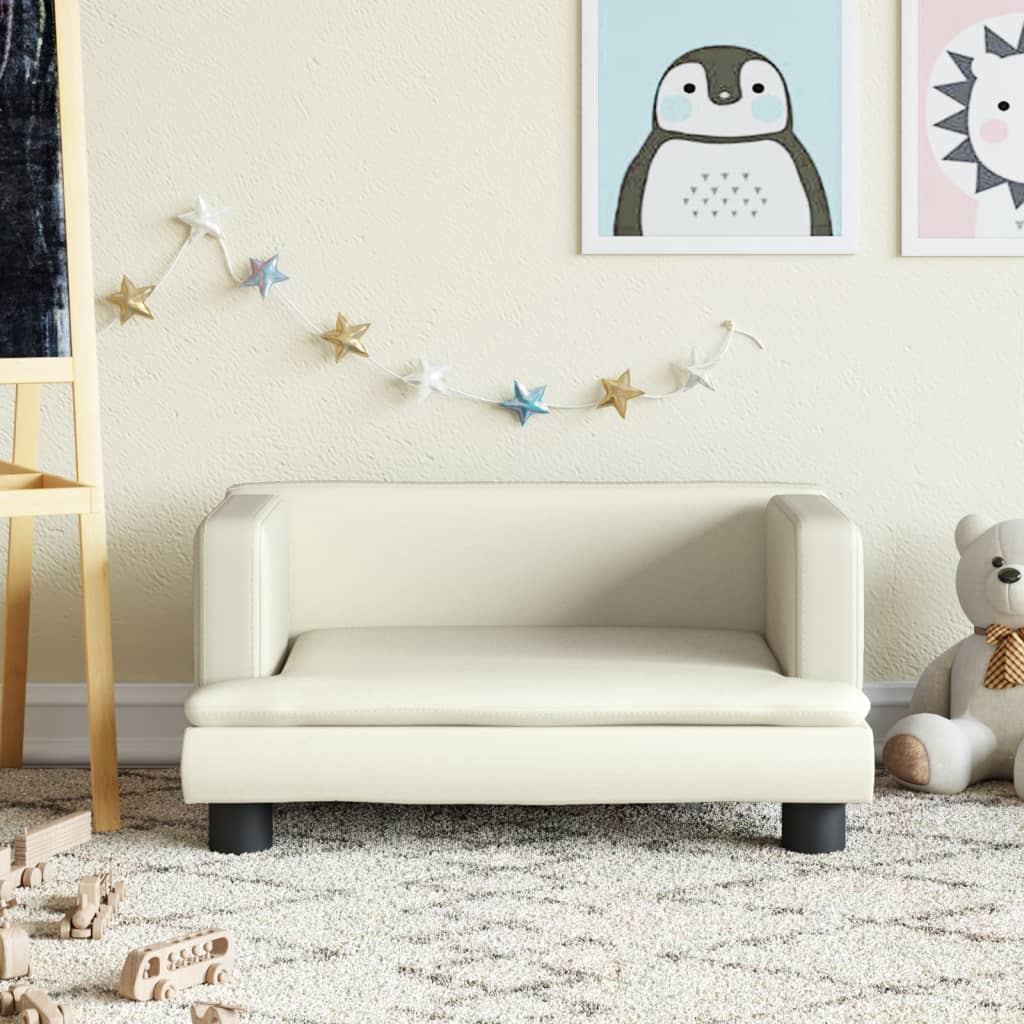 vidaXL Kindersofa Creme 60x40x30 cm Kunstleder