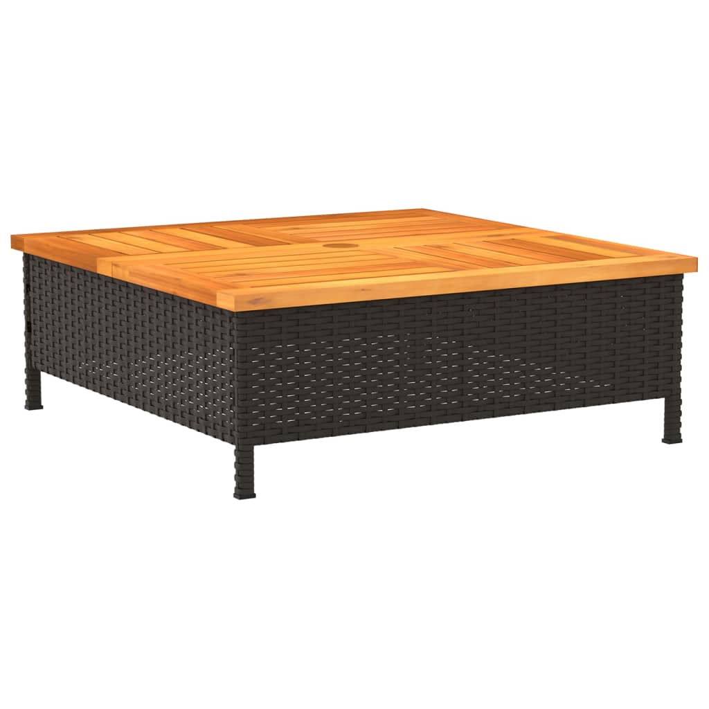 vidaXL Gartentisch Schwarz 70x70x25 cm Rattan und Akazienholz