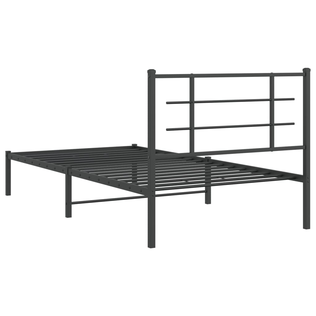 vidaXL Bettgestell mit Kopfteil Metall Schwarz 100x200 cm