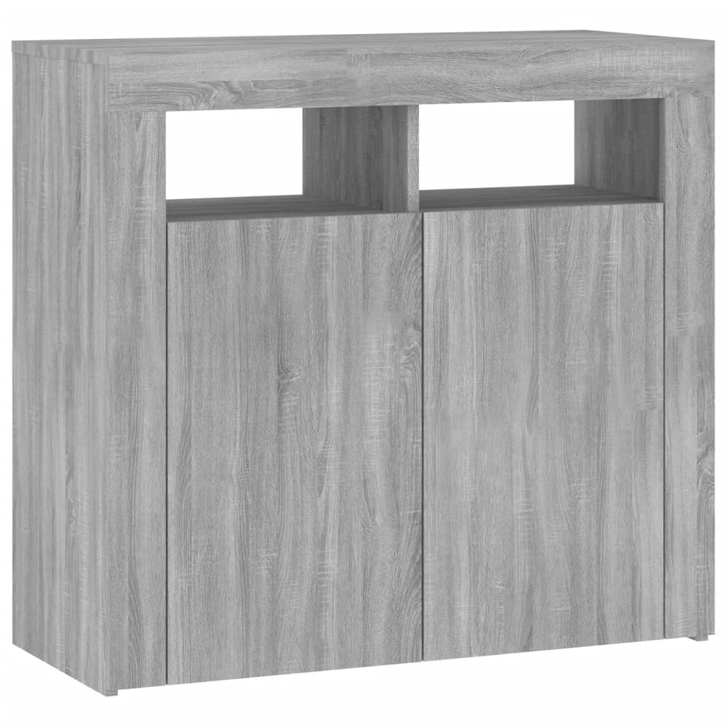 vidaXL Sideboard mit LED-Beleuchtung Grau Sonoma 80x35x75 cm