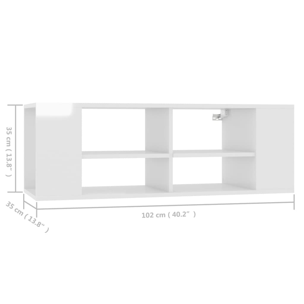 vidaXL TV-Wandschrank Hochglanz-Weiß 102x35x35 cm Holzwerkstoff