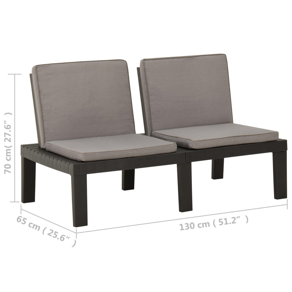 vidaXL 2-tlg. Garten-Lounge-Set mit Auflagen Kunststoff Grau