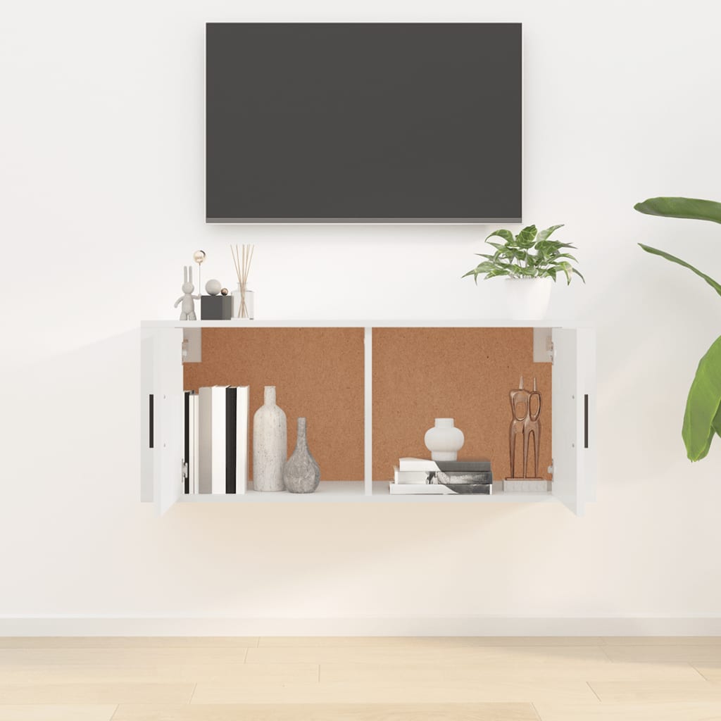 vidaXL TV-Wandschrank Hochglanz-Weiß 100x34,5x40 cm