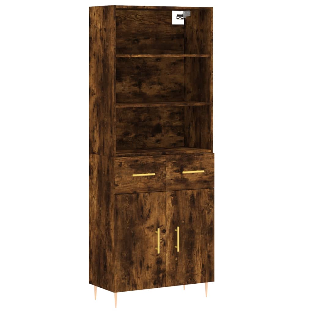 vidaXL Highboard Räuchereiche 69,5x34x180 cm Holzwerkstoff