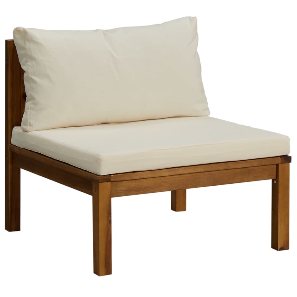 vidaXL 3-tlg. Garten-Lounge-Set mit Creme Kissen Massivholz Akazie