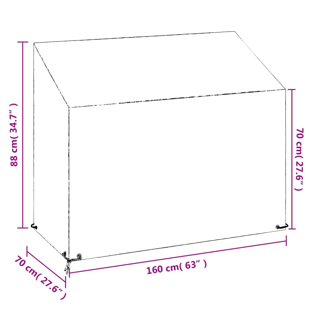 vidaXL Abdeckung für Gartenbank 8 Ösen 160x70x70/88 cm Polyethylen