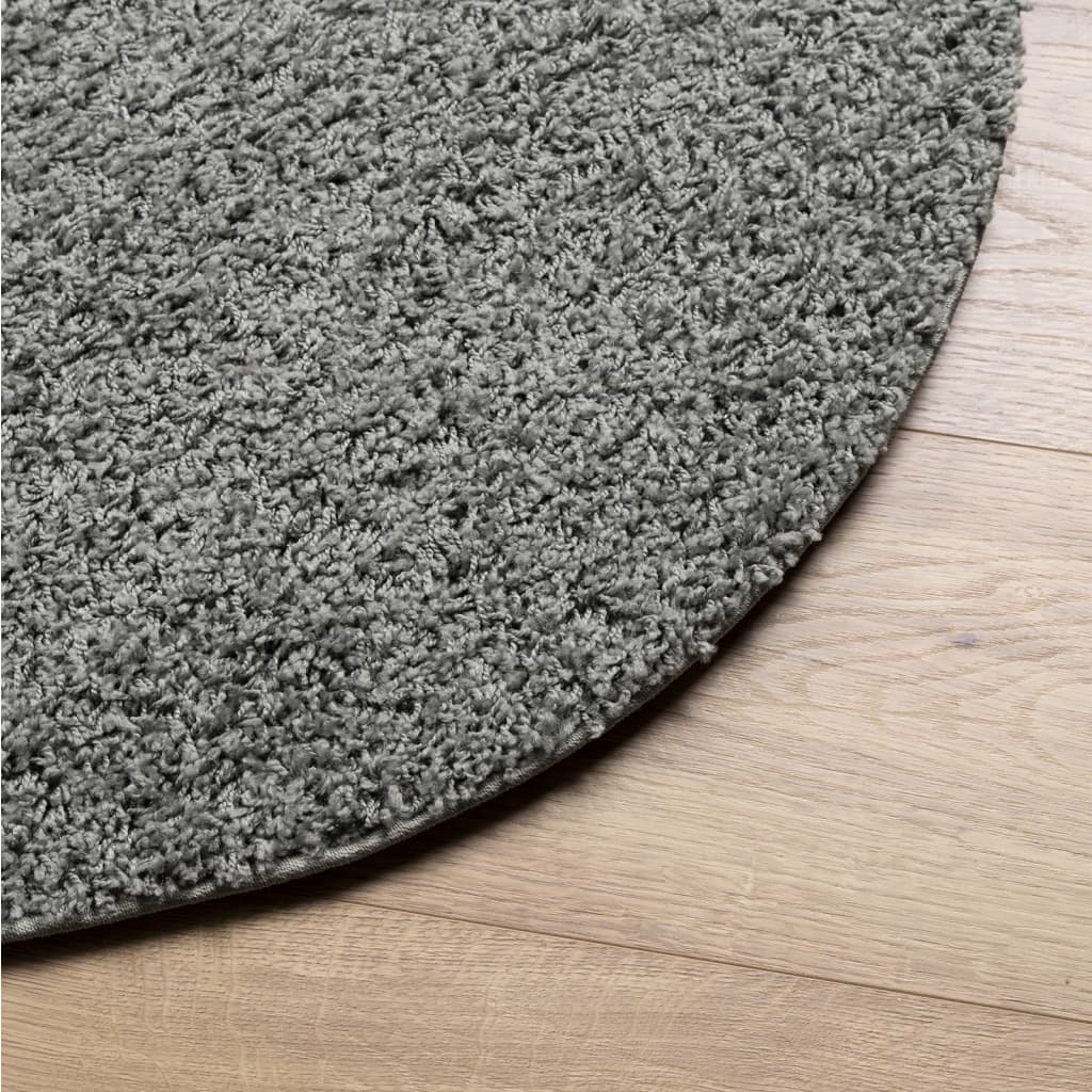 vidaXL Teppich Shaggy Hochflor Modern Grün Ø 120 cm