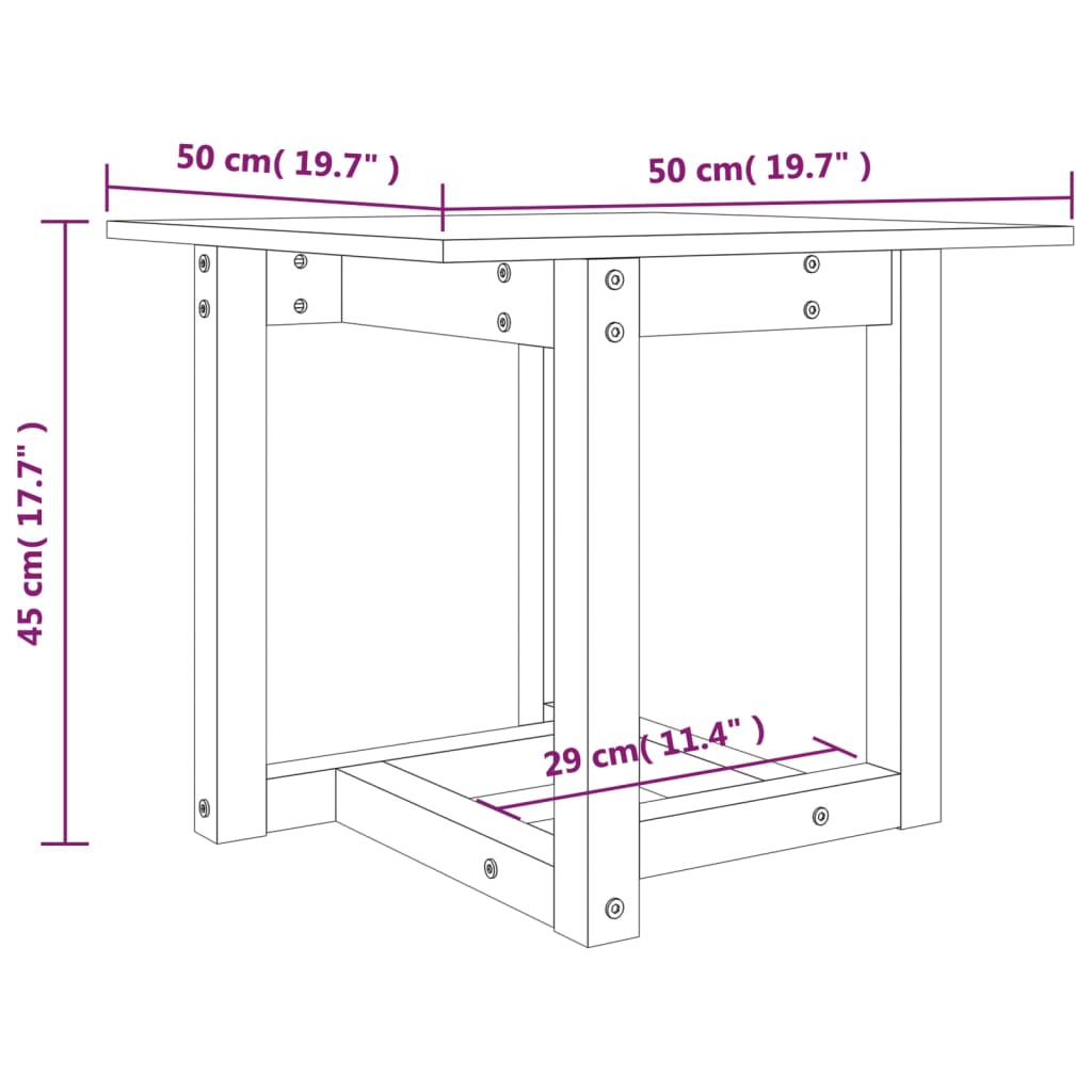 vidaXL Couchtisch Grau 50x50x45 cm Massivholz Kiefer