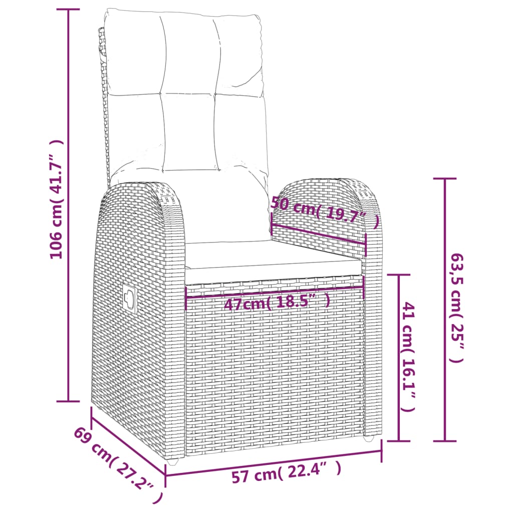 vidaXL 9-tlg. Garten-Essgruppe mit Kissen Schwarz Poly Rattan