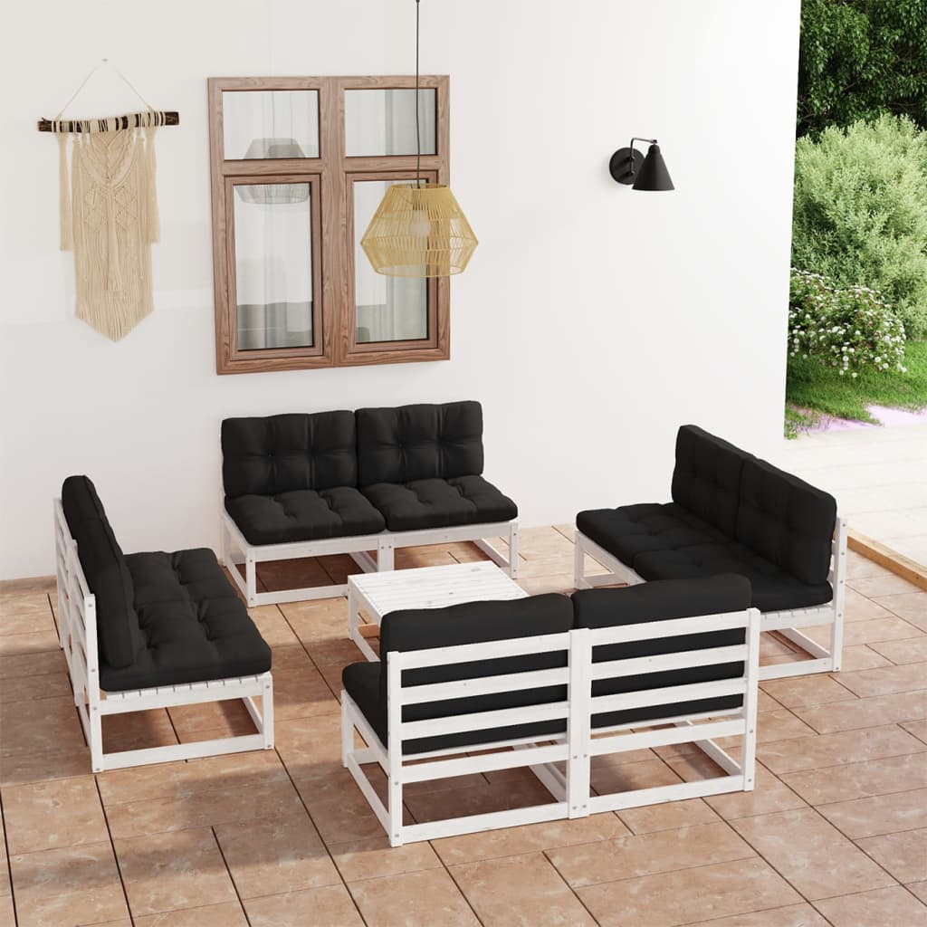 vidaXL 9-tlg. Garten-Lounge-Set mit Kissen Kiefer Massivholz