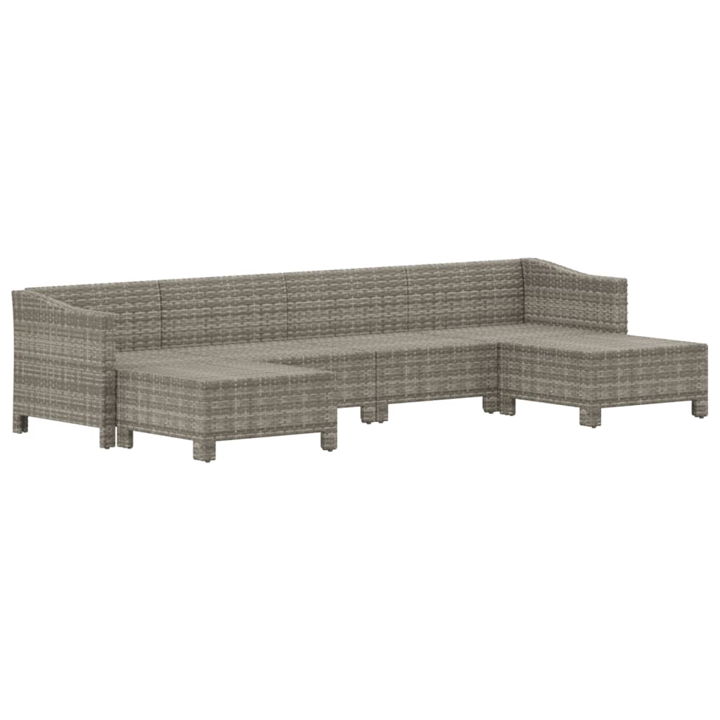 vidaXL 6-tlg. Garten-Lounge-Set mit Kissen Grau Poly Rattan