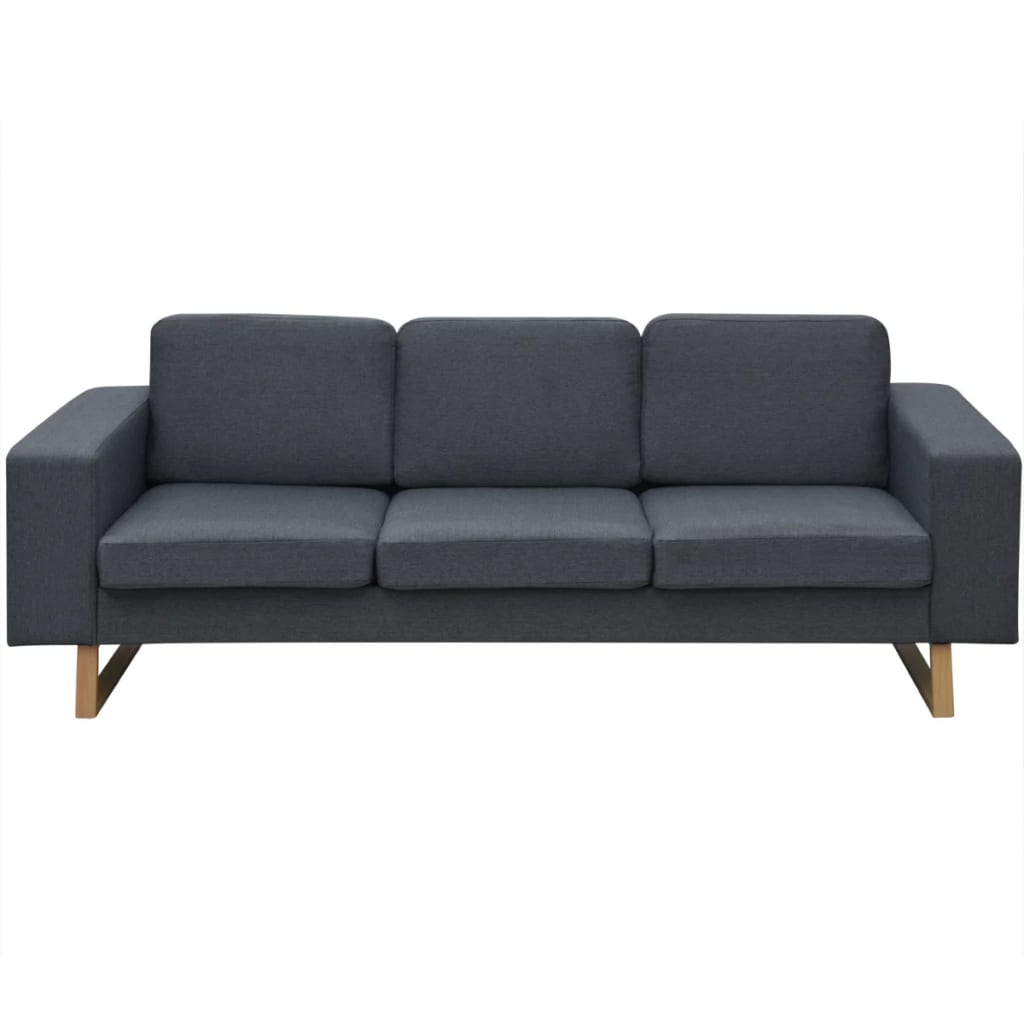 vidaXL Sofa 3-Sitzer Stoff Dunkelgrau