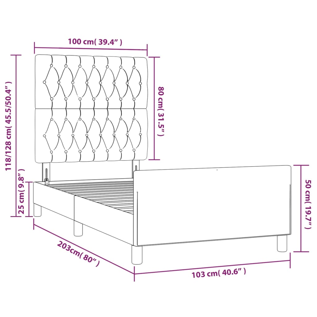 vidaXL Bettgestell mit Kopfteil Rosa 100x200 cm Samt