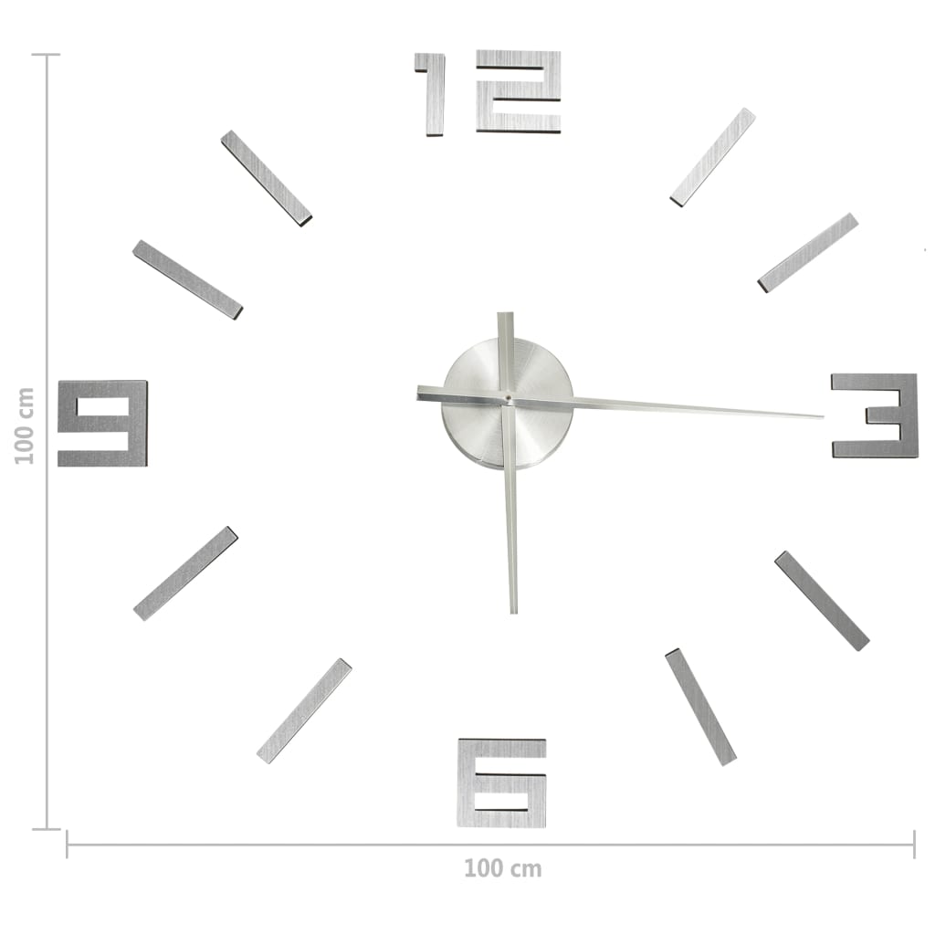 vidaXL 3D-Wanduhr Modernes Design Silbern 100 cm XXL