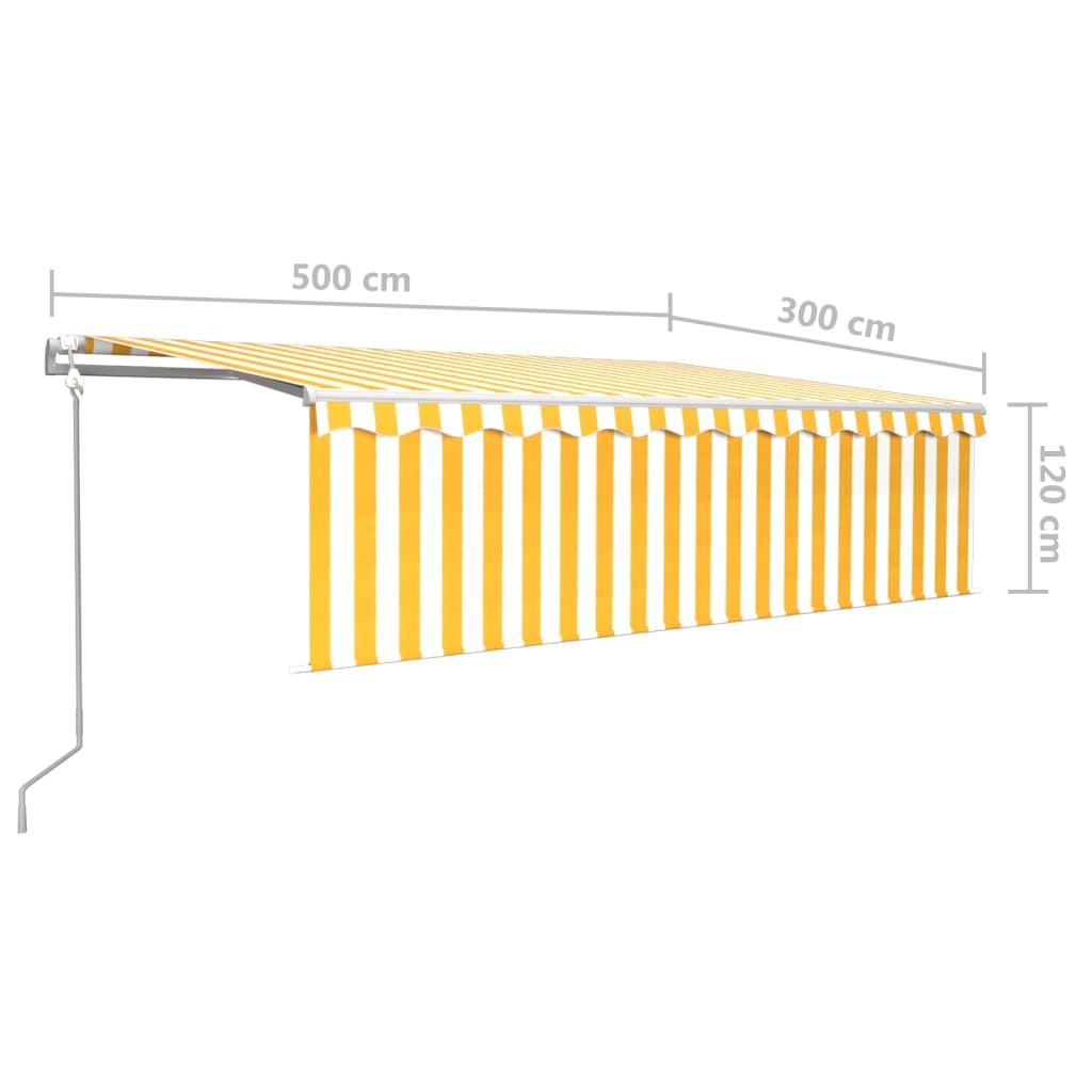 vidaXL Markise Automatisch mit Rollo LED Windsensor 5x3m Gelb & Weiß